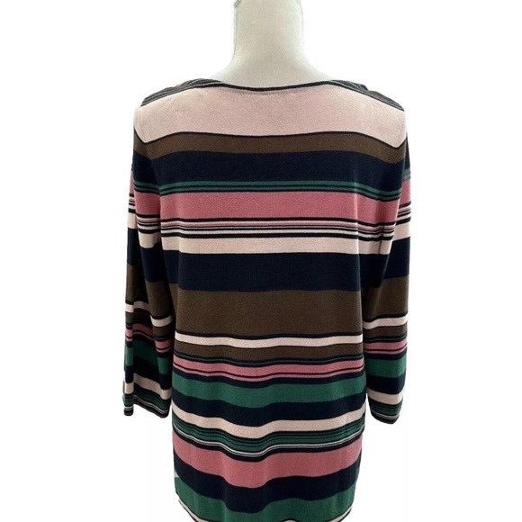 J. Jill Women’s Sweater Colorful Striped Tunic MEDIUM Long Sleeve Cotton Blend - Picture 3 of 8